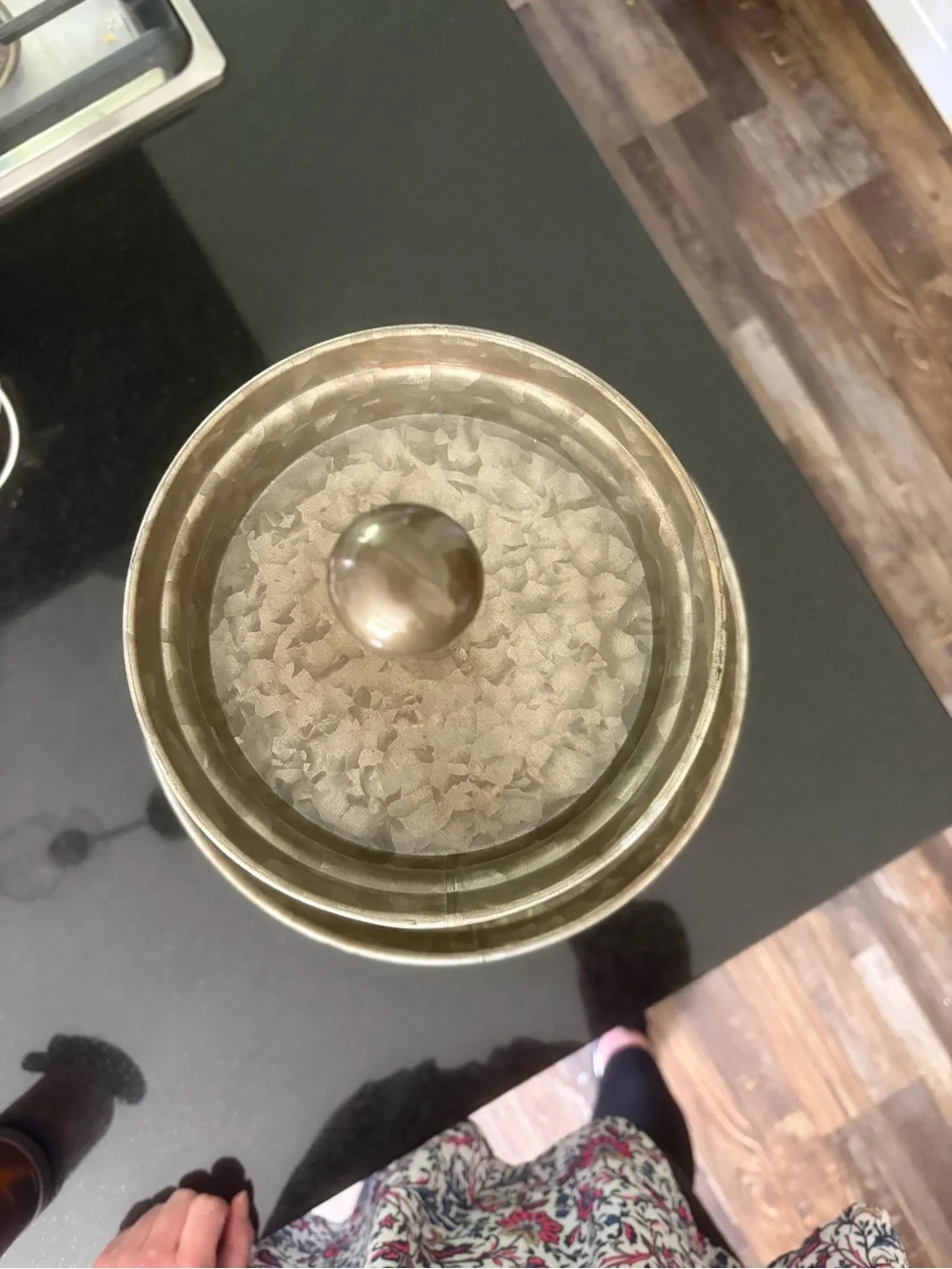 Hobby Lobby Hammered Metal Three-Tier Tray in Silver Gray